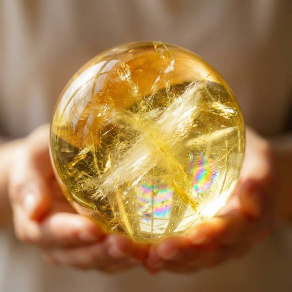 Home Office Feng Shui - Natural Citrine Crystal Sphere Ball 2.4-3.1in