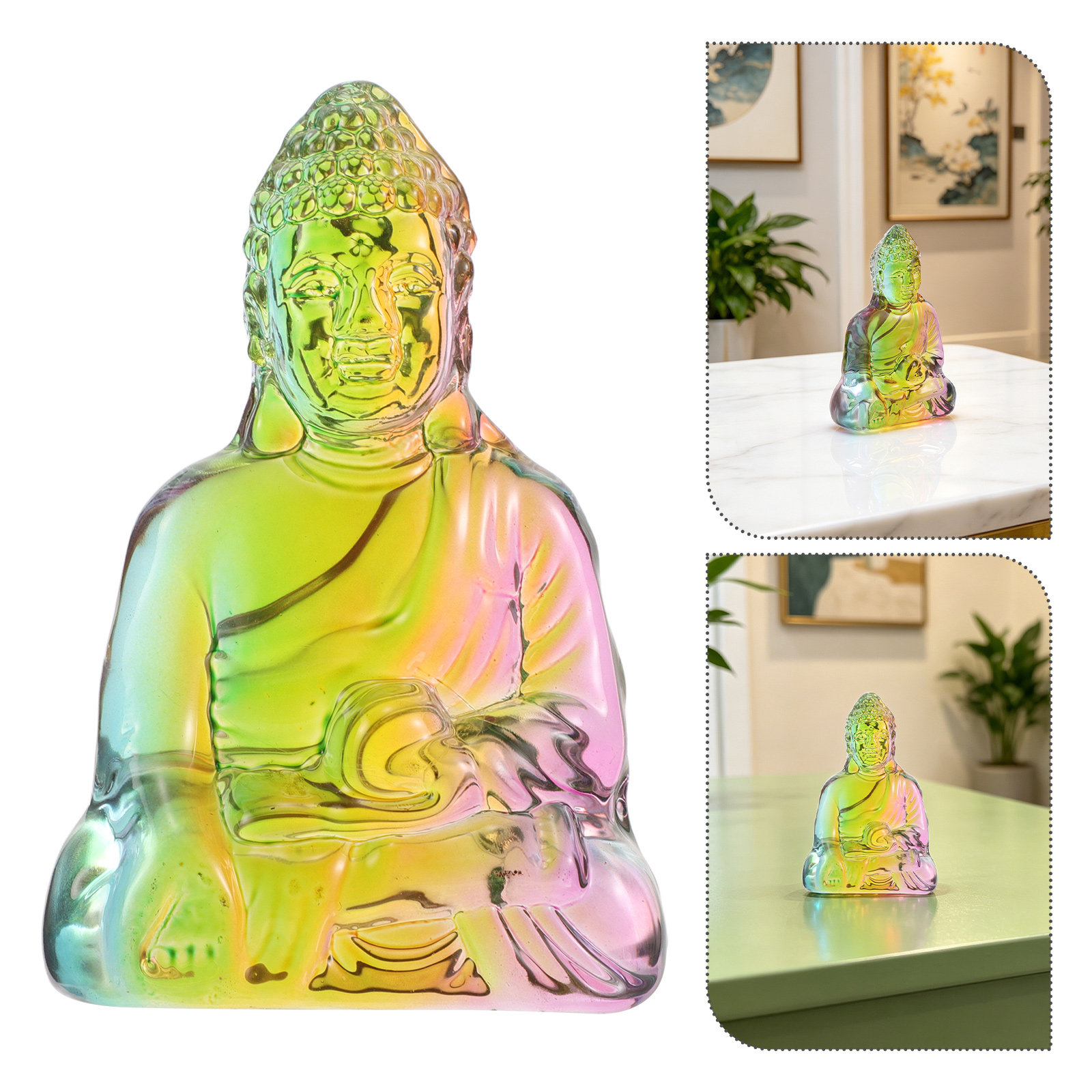 Home Office Design - 4.2 Inch Crystal Buddha Statue Sitting