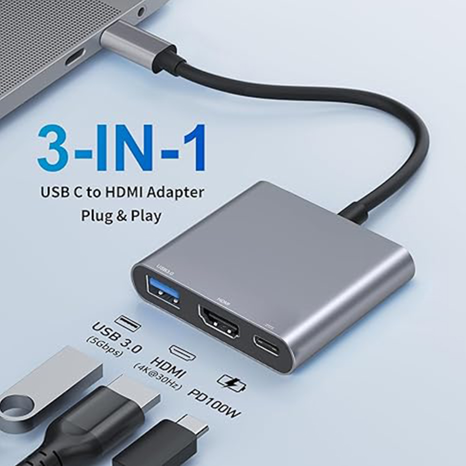 Home Office For Mac - 3-In-1 Type-C Usb Hub Male To