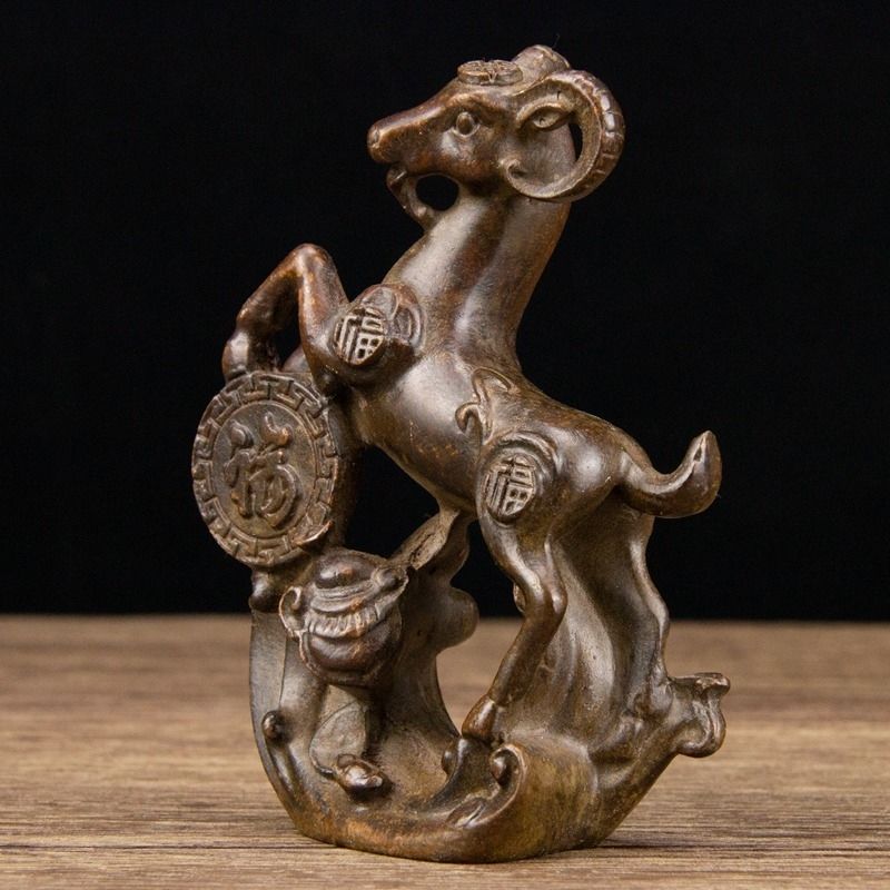 Antique Zodiac Sheep Sculpture - đánh giá và giá Home Office Feng Shui