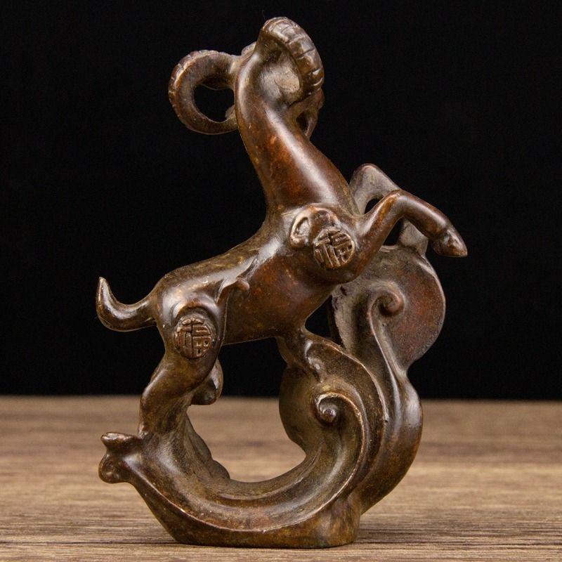 Antique Zodiac Sheep Sculpture - đánh giá và giá Home Office Feng Shui