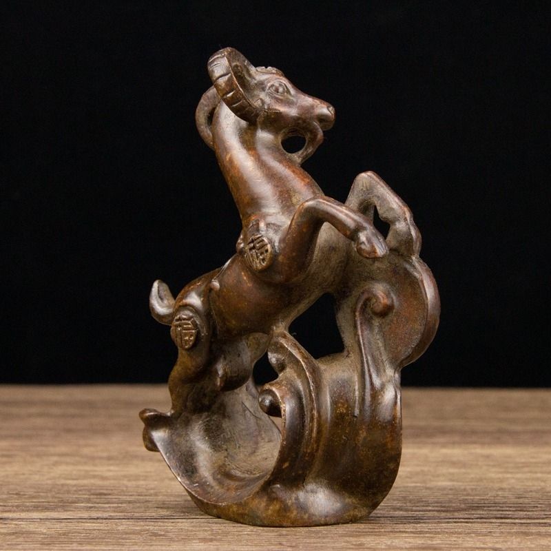 Antique Zodiac Sheep Sculpture - đánh giá và giá Home Office Feng Shui