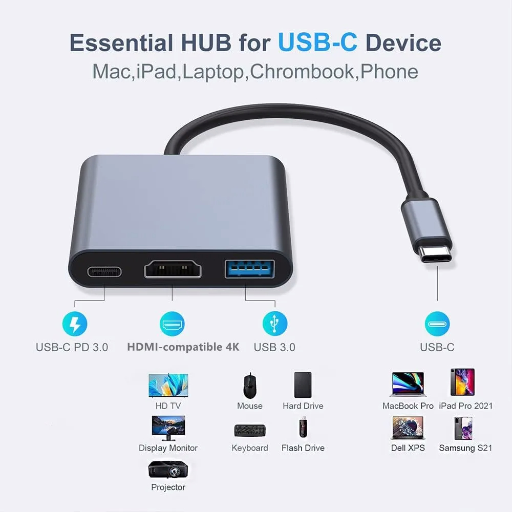 3 In 1 Usb-C Usb Hub Male To F - đánh giá và giá Home Office For Mac