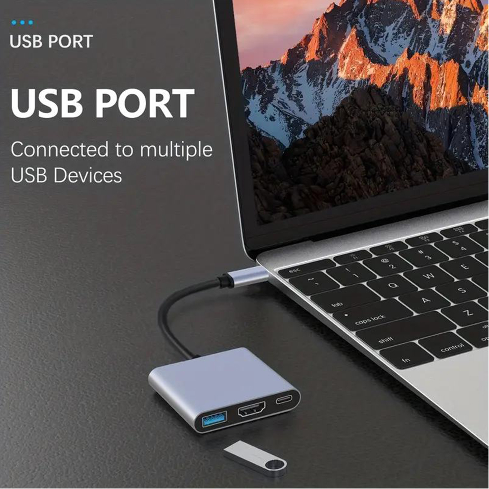 3-In-1 Type-C Usb Hub Male To  - đánh giá và giá Home Office For Mac