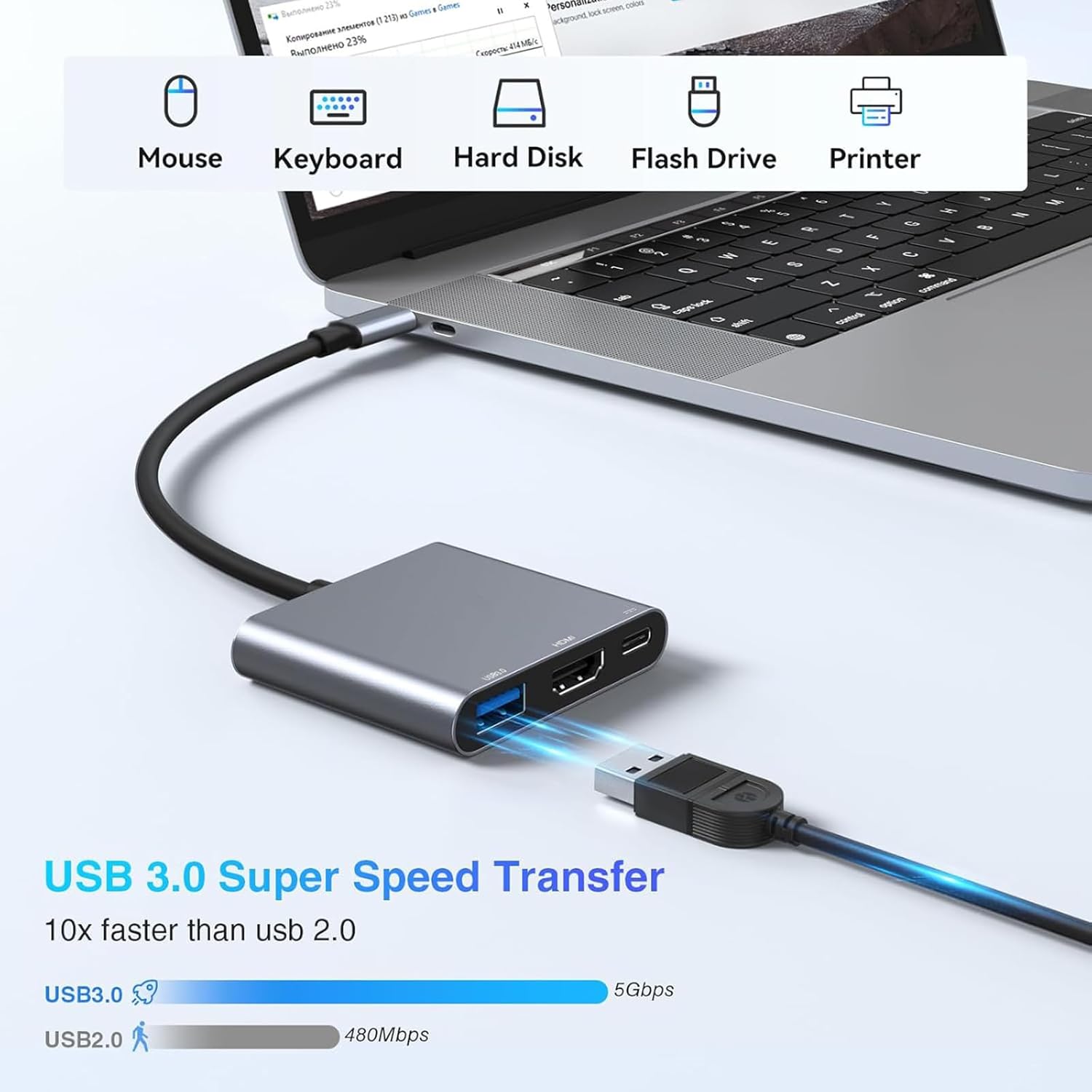3-In-1 Type-C Usb Hub Male To  - đánh giá và giá Home Office For Mac