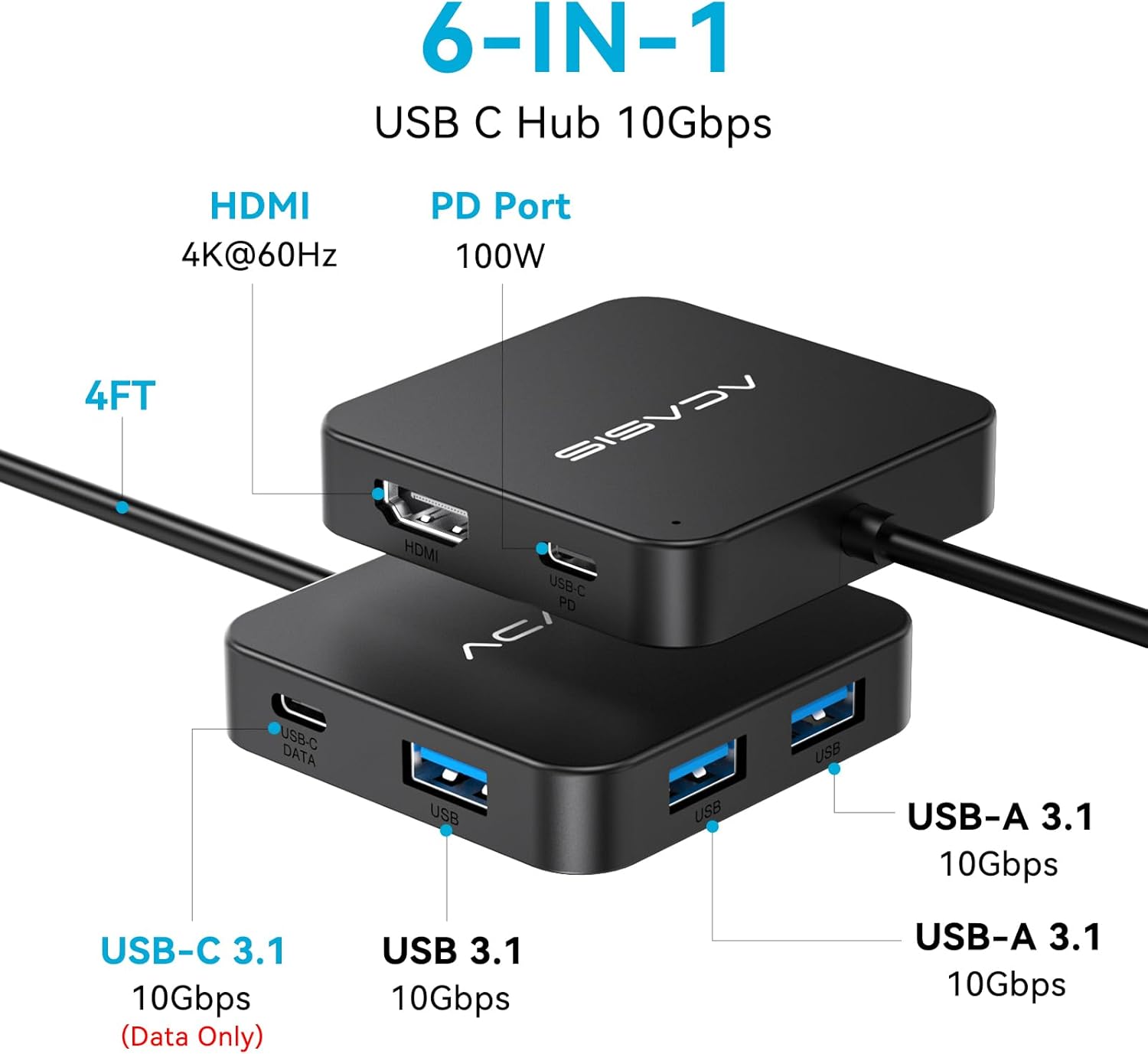 ACASIS USB C Hub 6 in 1 10Gbps - đánh giá và giá Home Office For Mac